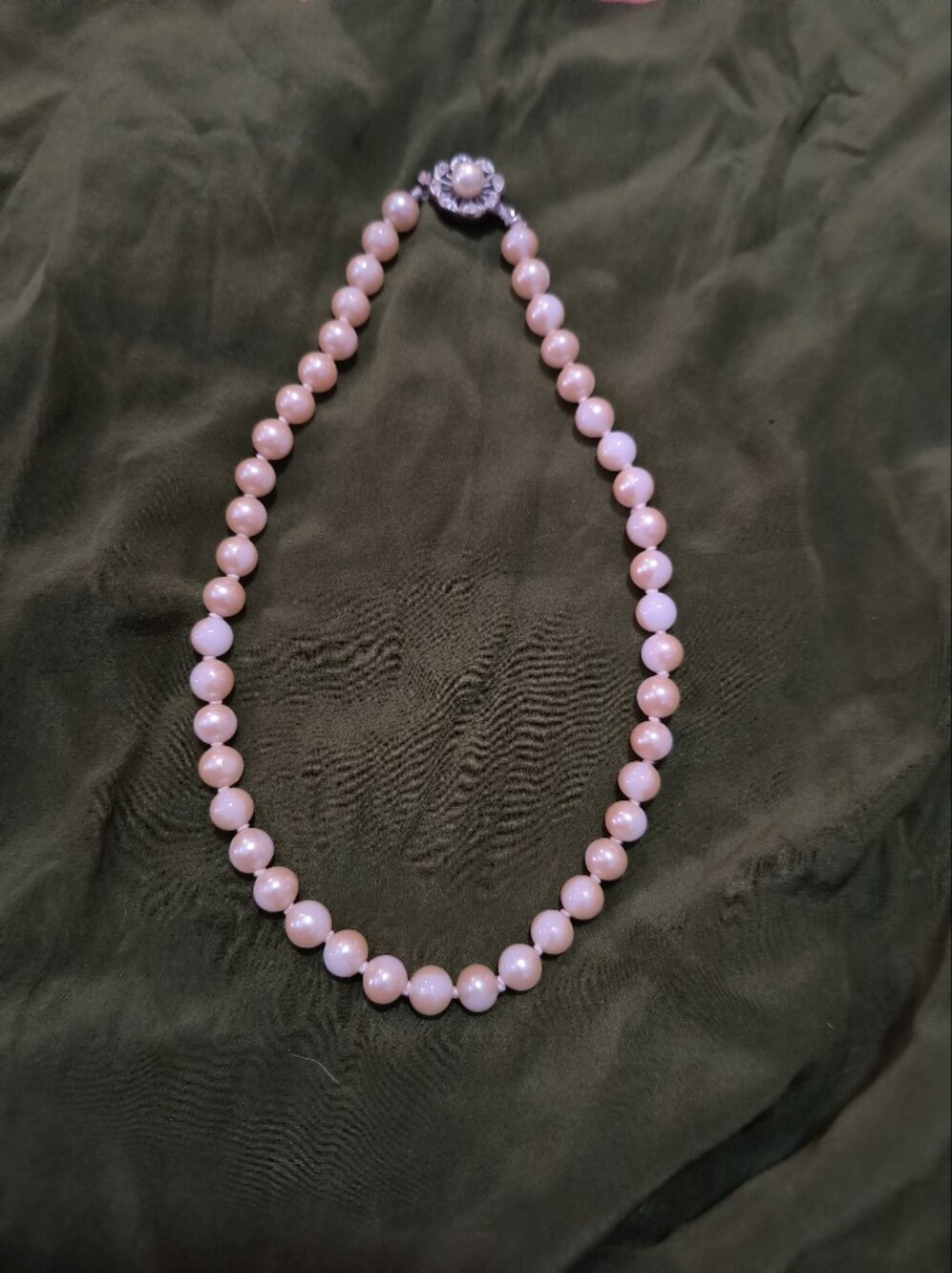 8k White Gold Japanese Akoya Pearl Necklace 16" 7mm - 7.8mm
